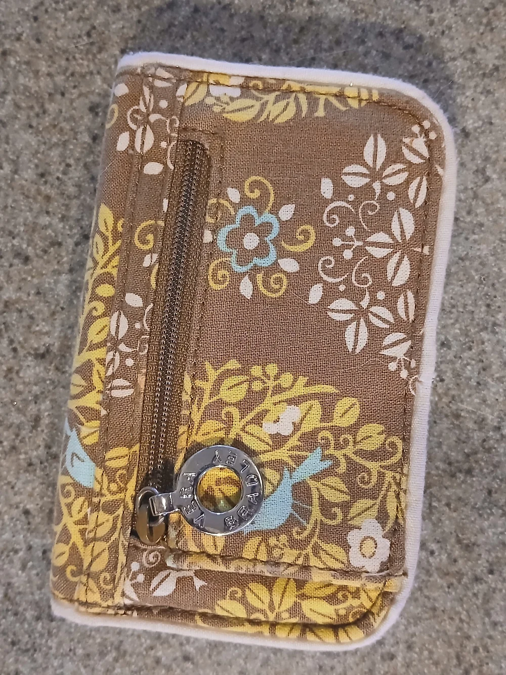 Vera Bradley Canvas Bird-Print Wallet in Brown and Yellow